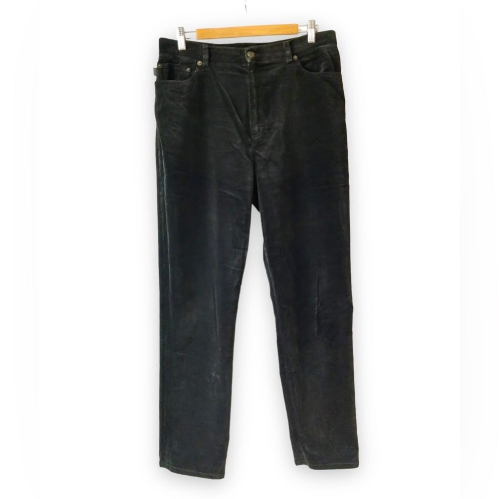 Lauren Jeans Co by Ralph Lauren Size 14 Black Velvet 5-pocket Jeans 34 x 30